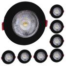 8 Spot LED 5W 6500K Redondo Bivolt Branco-Frio Embutir Preto Fácil Instalação Iluminação