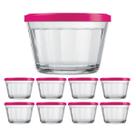 8 Tigelas de Vidro Americano C Tampa Gelatina Papinha 350ml