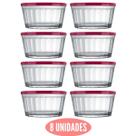 8 Tigelas Redonda 600ml Tampa Coloridas Papinha Vidro Nadir