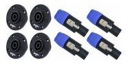 8 X Conector Plug Speakon Macho / Fêmea 4 Polos Painel Sa2x