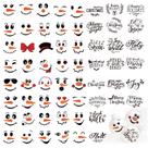 80 peças de adesivos de rosto de boneco de neve para artesanato Adesivo de Natal Decalques de Natal e Inverno Adesivos de vinil de Natal para enfeites, copos de vidro, bolas, madeira, parede, suprimentos para festas, decoração (palavras 80)
