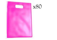 80 Sacolas plásticas Pink alça vazada boca de palhaço 20x30 80 Sacolas plásticas Pink alça vazada boca de palhaço 20x30