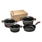 8382-Conjunto Panelas De Ferro Fundido 3 Caçarolas 1 Frigideira
