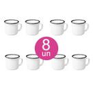 8un Canecas Esmaltada tradicional 150ml Café xícara branca