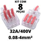 8un Conector Elétrico Emenda Derivação Para Iluminação 4 vias 1 entrada 3 saídas 4mm² 32A/400V Laranja