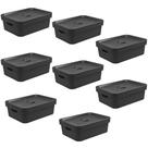 8x Caixa Plastica Multiuso Organizadora 10,5L Ou Cube Preto