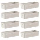 8x Cestos 4,5L Organizador OU Flow Bege 9cm x 15cm x 34cm