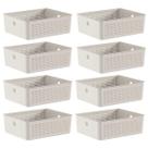 8x Cestos 5,4L Organizador OU Flow Bege 9cm x 22cm x 27cm