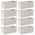 8x Cestos 6,6L Organizador OU Flow Bege 13cm x 15cm x 34cm