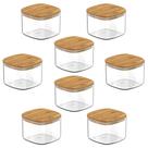8x Pote Hermetico Cozinha 450ml OU Keep com Tampa de Bambu 8x Pote Hermetico Cozinha 450ml OU Keep com Tampa de Bambu