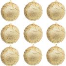 9 Bola Dourada Glitter Árvore de Natal 8 CM Dourado Grande 9 Bola Dourada Glitter Árvore de Natal 8 CM Dourado Grande