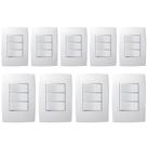 9 Kit Interruptor C/ Placa 3m Simples Branco 250v Pialplus