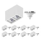 9 Luminária Sobrepor P/ 2 Lâmpada Boxit + 2 Lâmpada AR111 12W 4000K