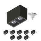 9 Plafon Sobrepor P/ 2 Lâmpada Boxit + 2 Lâmpada AR111 12W 4000K