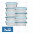 9 Pote Canelado Vidro Resistente 1040ml Airfryer Microondas