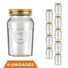 9 Potes Vidro Americano Rosca Alimento 1Litro Vintage Nadir 9 Potes Vidro Americano Rosca Alimento 1Litro Vintage Nadir