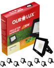 9 Refletor Projetor Preto LED 30w Bivolt Cor da Luz Branco Quente 3000K Ourolux