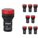 9 Sinaleiro LED 22mm Steck 24V Luminoso Vermelho SLDS241