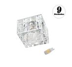9 Spot Cristal K9 Embutir 7 cm Sala AC974 + Led 3W Branco Frio 6500K