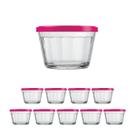9 Tigela Vidro Americano Tampa Plastica Sortida 150ml Nadir