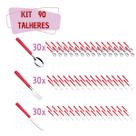 90 Peças Talheres Faca Colher Garfo Aço Inox Vermelho Luna