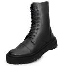 9042GRF Coturno Bota Feminina Blogueira couro nobre natural forrada preto