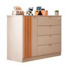 906157 Cômoda Infantil 100% MDF 4 Gavetas 1 Porta Ripado Ayla Off White