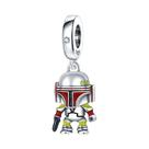 925 Prata Disney Star Wars Mandaloriano Capacete Charme Bead Fit Pulseira Original Presente De