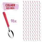 96 Colheres de Sopa Vermelho Aço Inox Plástico Luna Casa