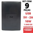 9un Tomada USB Bivolt 15W 5V 3A Com Placa Habitat Black FAME