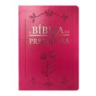 A Bíblia da Pregadora Fiel ARC Full Color Capa PU Luxo Pink Palavras de Deus em Azul e as de Jesus em Vermelho