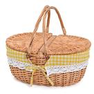 A cesta de piquenique de vime cabe no interior 39" x 29" x 18 cm, 0,7 kg, forro removível A cesta de piquenique de vime cabe no interior 39" x 29" x 18 cm, 0,7 kg, forro removível