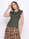 A-Lows A&L Blusa manga Blogueira canelada liso A-Lows A&L Blusa manga Blogueira canelada liso