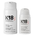 A máscara capilar K18 Leave-In Repair 50 mL e 15 mL renova os danos ao cabelo