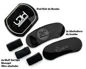 Abafador de Tambores Luen LDH Kit Damper Color Preto c/ Padkick e Abafadores de Bumbo e Tom (98254)
