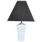 Abajur Base Cerâmica Floral Cúpula Preta de Tecido Bivolt - Saldão