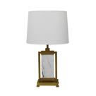Abajur Base em Mármore Branco c Metal Dourado