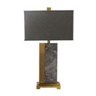 Abajur Base Mármore Cinza c Metal Dourado Moderno