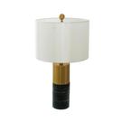 Abajur Base Preta Mármore e Metal Dourado Cupula