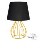 Abajur Cebola Dome Preto Com Aramado Amarelo