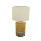 Abajur Ceramica Marrom Texturizado Detalhes Branco Cupula