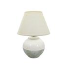 Abajur Ceramica Redondo Pintura Rustica Branco Cinza Cupula