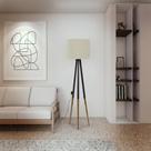 Abajur Chão Ranna Palha Tripé Bivolt Ambientes Sala Quarto