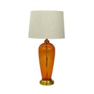 Abajur Crisal Ambar com Metal Dourado Cupula Bege