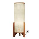 Abajur de Chão Luminária Moderna Rattan Tela Indiana Madeira