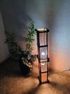Abajur de chão piso luminária rústico japonês oriental de 1 metro de altura sala quarto madeira