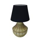 Abajur de mesa Junco Pinus Cúpula Preta 58x22 sala quarto