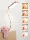 Abajur de mesa rosa com presilha, 9 níveis de brilho + 5 cores, abajur de mesa recarregável com bateria de 4000 mAh, 48 LEDs, luz de presilha sem fio para leitura na cama/cabeceira/mesa de cabeceira