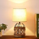 Abajur de Mesa Wynterhaven Boho com Cúpula de Linho e Rattan E26
