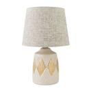 Abajur de Quarto Cor Bege Areia com Dourado e Cúpula Palha